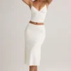 Luella Modal gerimpelde midi-rok met middelhoge taille in wit
