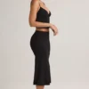 Luella modale gerimpelde midi-rok met middelhoge taille in zwart