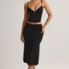 Luella modale gerimpelde midi-rok met middelhoge taille in zwart