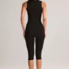Luma Modal bodycon capri-Jumpsuit met vierkante hals in zwart