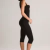 Luma Modal bodycon capri-Jumpsuit met vierkante hals in zwart