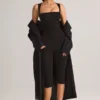 Luma Modal bodycon capri-Jumpsuit met vierkante hals in zwart