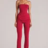 Lumi getailleerde broek met middelhoge taille  in kersenrood
