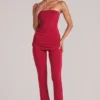 Lumi getailleerde broek met middelhoge taille  in kersenrood