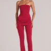 Lumi getailleerde broek met middelhoge taille  in kersenrood