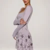 Lumiki asymmetrische minijurk met versieringen in lila