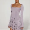 Lumiki asymmetrische minijurk met versieringen in lila