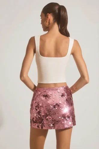 Lunara minirok met pailletten in roze
