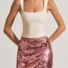 Lunara minirok met pailletten in roze