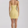 Lunetta versierde mini-bodyconjurk met ronde hals in geel