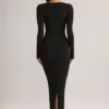 Lux Modal bodycon maxi-jurk met vierkante hals in zwart