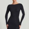 Lyla Modal minijurk met open rug in zwart