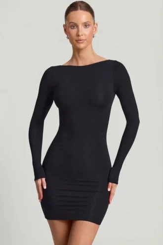 Lyla Modal minijurk met open rug in zwart
