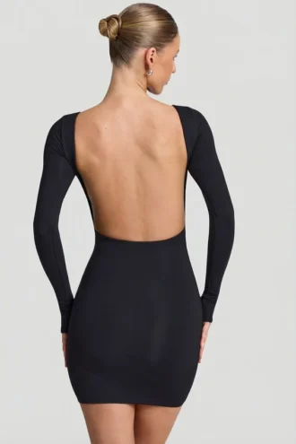 Lyla Modal minijurk met open rug in zwart