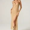 Lyric versierde maxi-jurk met lage rug in goud