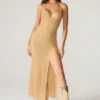 Lyric versierde maxi-jurk met lage rug in goud