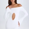 Madelina off-shoulder minijurk met uitsnijdingen in wit