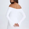 Madelina off-shoulder minijurk met uitsnijdingen in wit