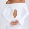 Madelina off-shoulder minijurk met uitsnijdingen in wit
