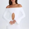 Madelina off-shoulder minijurk met uitsnijdingen in wit