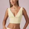 Magda crop top met strikdetail in citroengeel gestreept