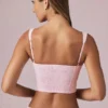 Magda crop top met strikdetail in zacht mauve gestreept