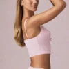 Magda crop top met strikdetail in zacht mauve gestreept