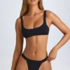 Malibu bikinitop met ronde hals in zwart