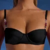 Malindi balconette-bikinitop met beugels en kralenversiering in zwart