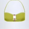 Manava bandeau-bikinitop met kralenversiering in olijfgroen