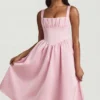 Marguerite gedrapeerde corset midi-jurk in blush