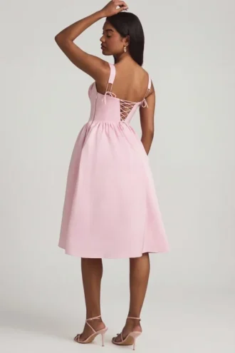 Marguerite gedrapeerde corset midi-jurk in blush