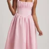 Marguerite gedrapeerde corset midi-jurk in blush