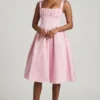 Marguerite gedrapeerde corset midi-jurk in blush
