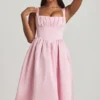 Marguerite gedrapeerde corset midi-jurk in blush