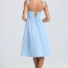 Marguerite gedrapeerde corset midi-jurk in poederblauw