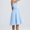 Marguerite gedrapeerde corset midi-jurk in poederblauw
