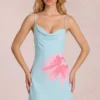Marielle chiffon minijurk met blauwe bloemenprint
