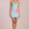Marielle chiffon minijurk met blauwe bloemenprint