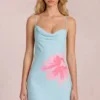 Marielle chiffon minijurk met blauwe bloemenprint