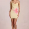 Marielle chiffon minijurk met gele bloemenprint