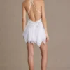 Mariette chiffon minijurk met diep decolleté en open rug in wit