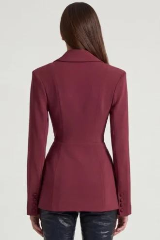 Marika gestructureerde double-breasted blazer in bordeauxrood