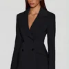 Marika gestructureerde double-breasted blazer in zwart