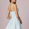 Marissa A-lijn minijurk met strikdetail in poederblauwe streep