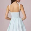 Marissa A-lijn minijurk met strikdetail in poederblauwe streep