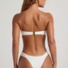 Praslin bandeau-bikinitop met kralenversiering in ivoor