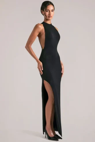 Mayda mouwloze maxi-jurk  in zwart