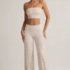 Melida Modal Foldover Wide-Leg Trousers in roze & gele streep