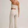 Melida Modal Foldover Wide-Leg Trousers in roze & gele streep
